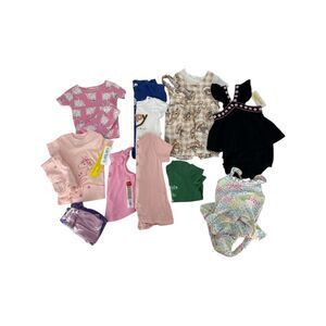 Girls 12 month clothing lot pajamas outfits rompers bathing suit 17 pieces